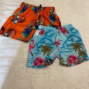 Pacifica Kids Swim Trunks - Orange and Blue Floral